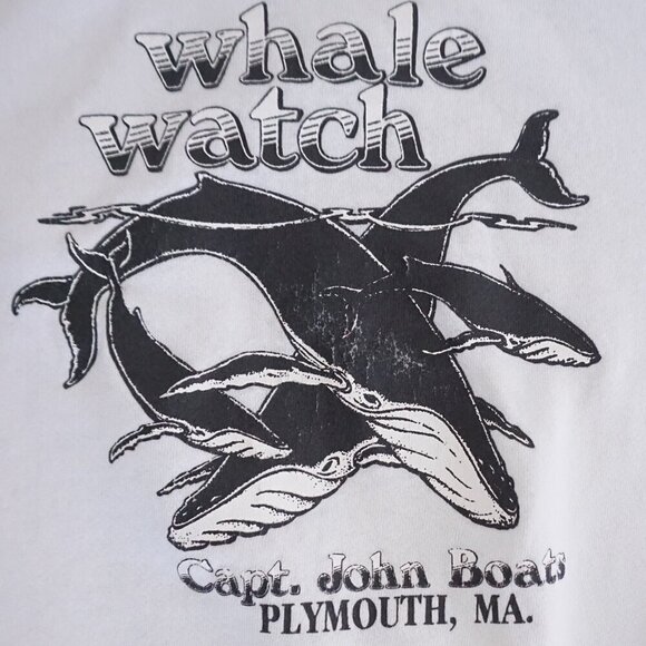 VTG '90s Lee Cotton Blend White Black Will Watch Plymouth Ma Crewneck Sweater L - Picture 7 of 10